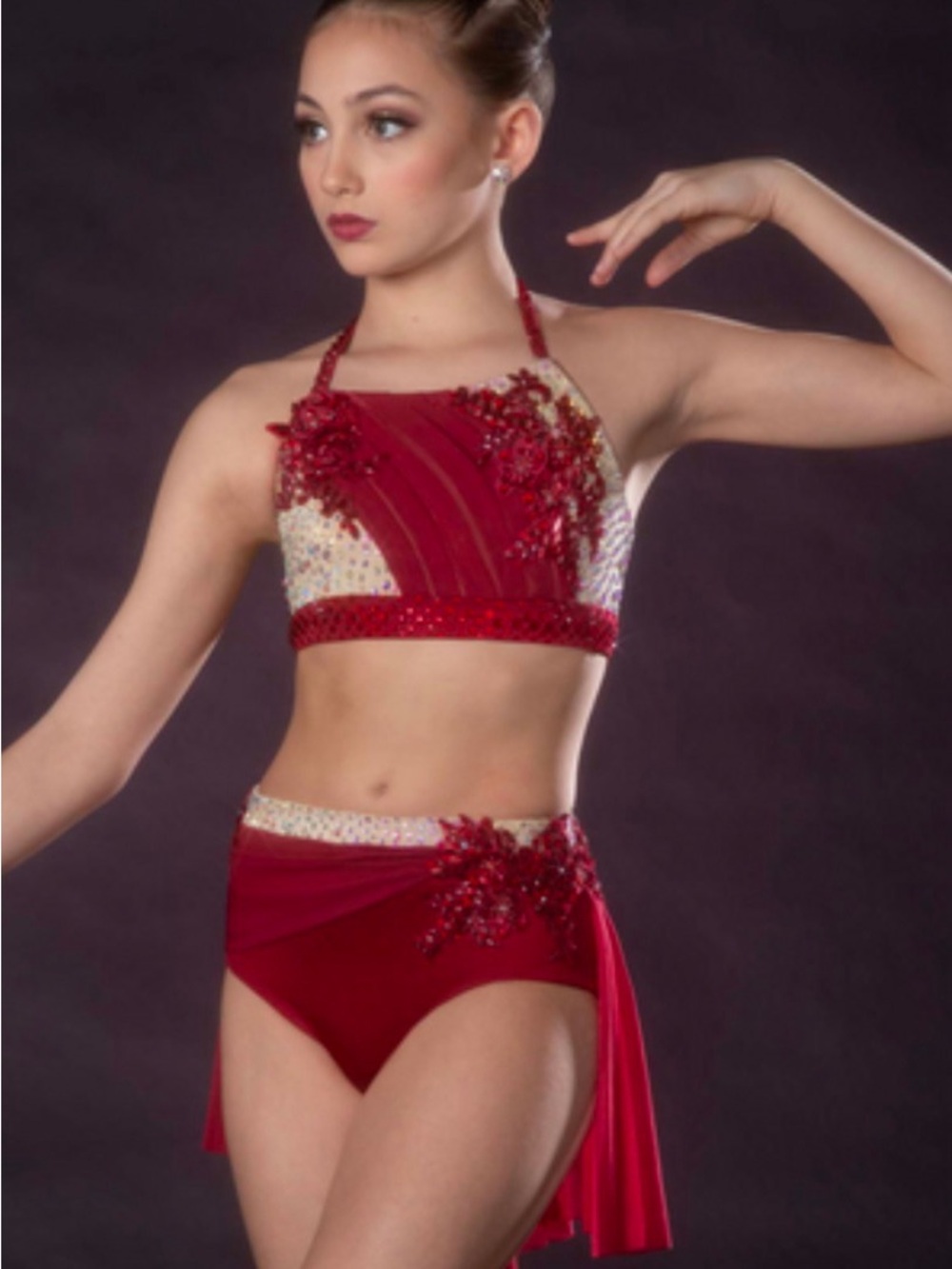 Glamour Red and White Dance Costume Two-Piece Set